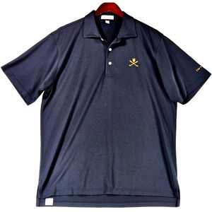 Peter Millar The Fox Club Golf Polo Mens Large Black With Gold Embroidered Logo